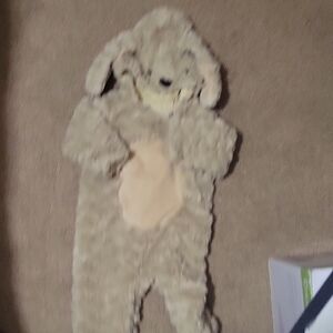 Pottery Barn Kids Beige Plush Baby Dog Costume Onesie with Hood 6-12 Months